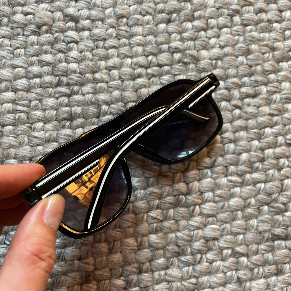 SUNGLASSES black white stripe mens or womens - Picture 5 of 8